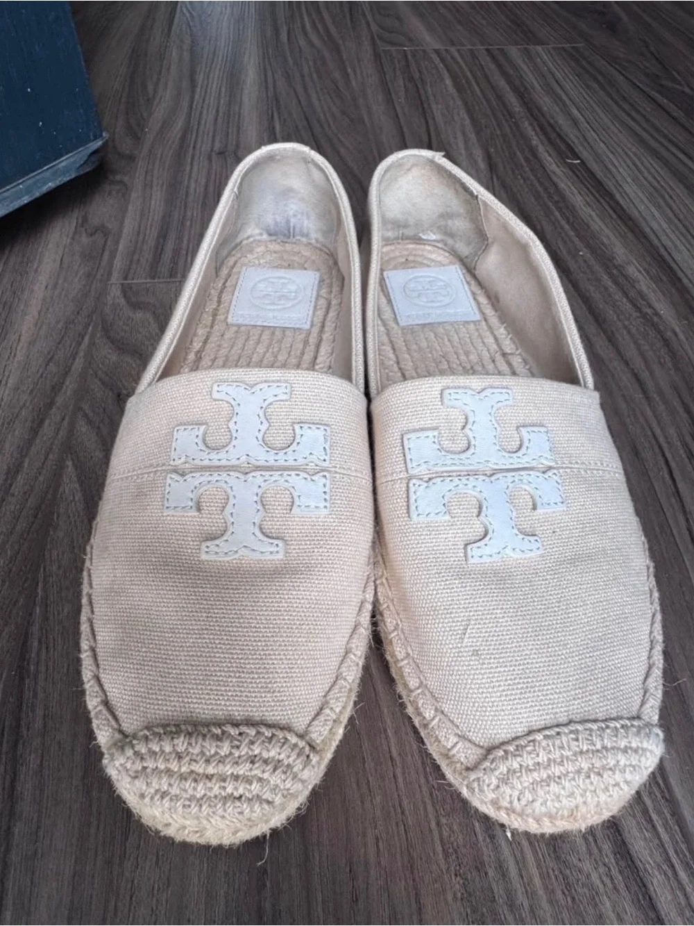 Tory Burch Natural Canvas Espadrille Flats with Logo